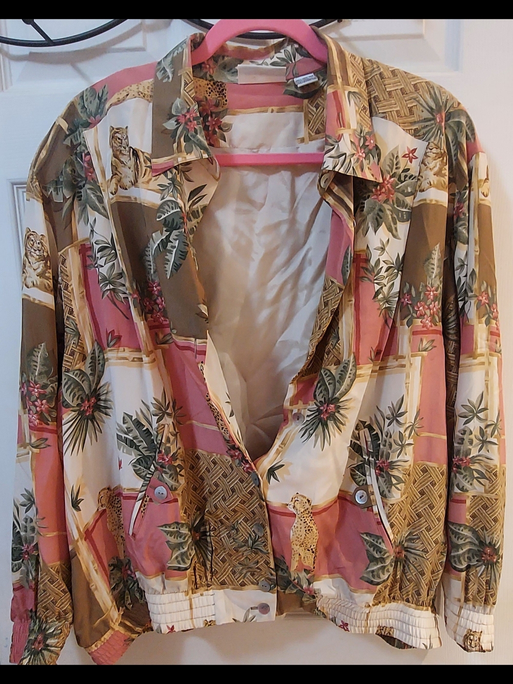 Alfred Dunner Multicolor Floral & Leopard Print Bomber Jacket